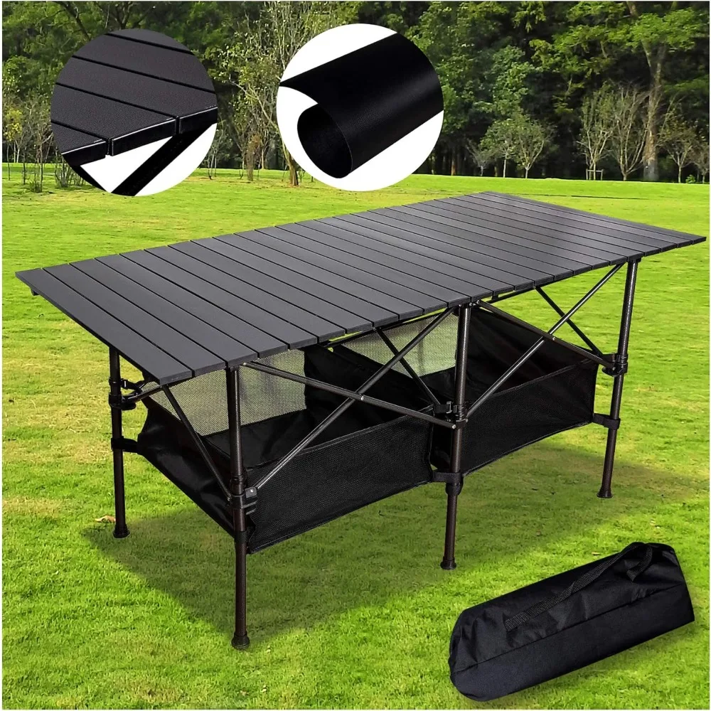 Picnic Table Aluminum, Easy Carry Folding Table with Storage Bag Heavy Duty RV, Foldable Camping Table