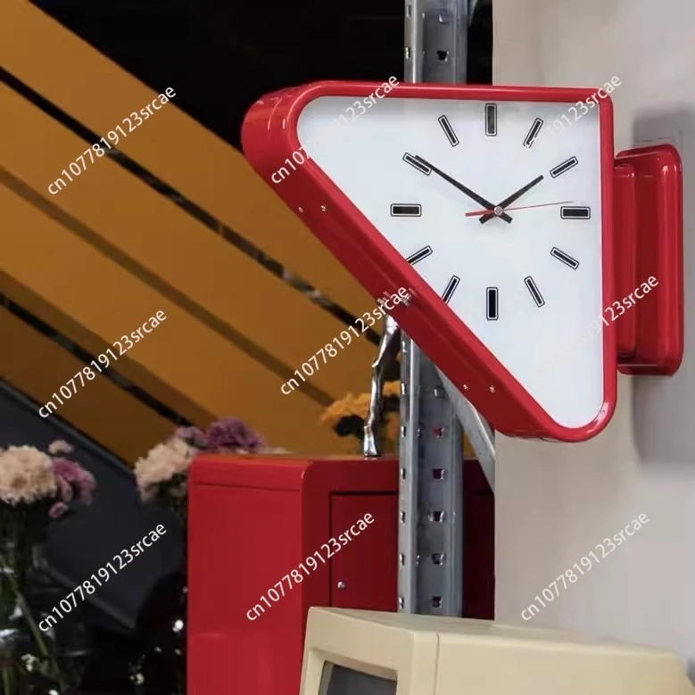 Double Sided Triangular Metal Wall Clock Silent Non Ticking Minimalist Corner Wall Decor Clock
