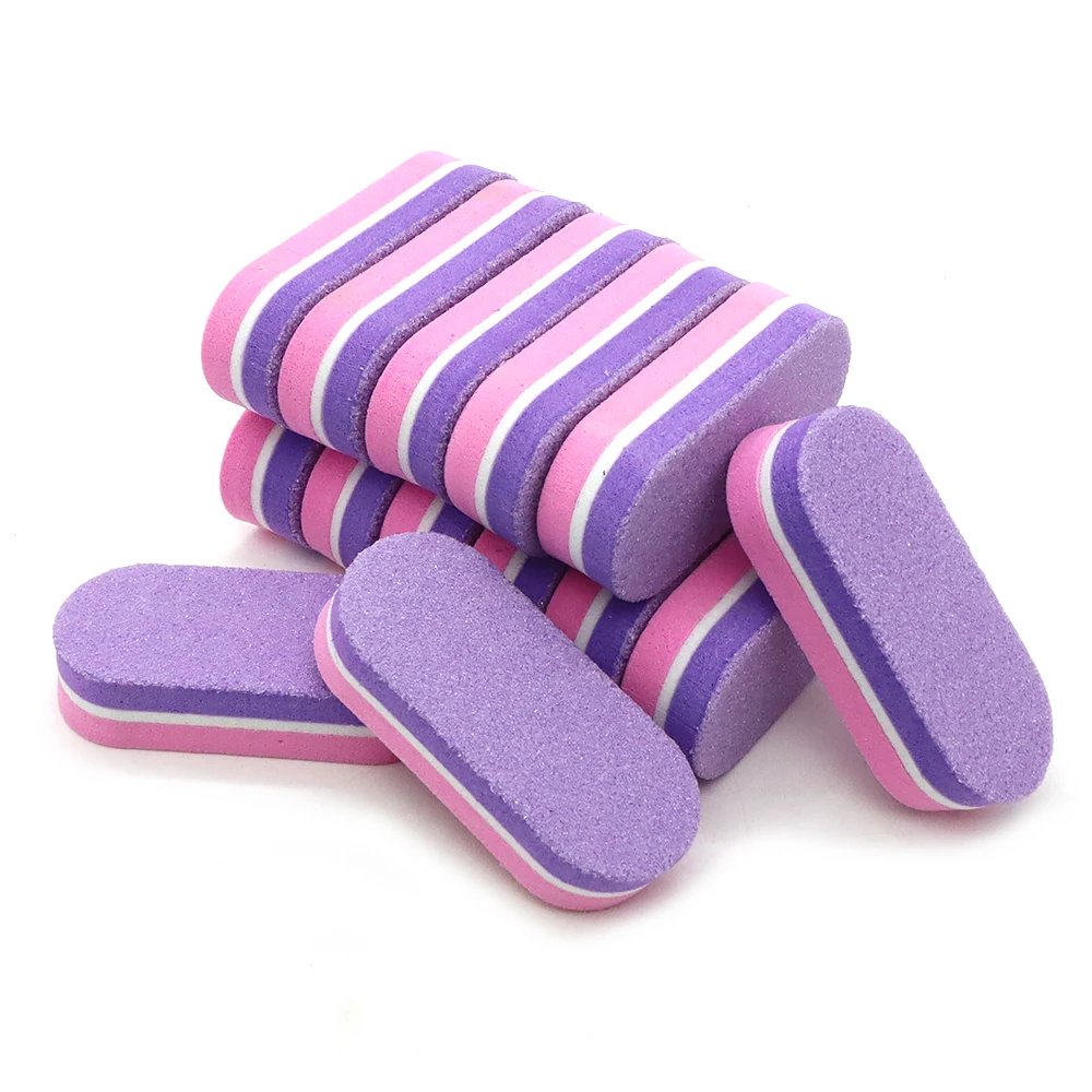 500個入り ミニネイルファイル 卸売 ダブルカラー スポンジネイルファイル 100/180グリット サンドペーパーファイル バッファー マニキュア アクセサリー＆ツール