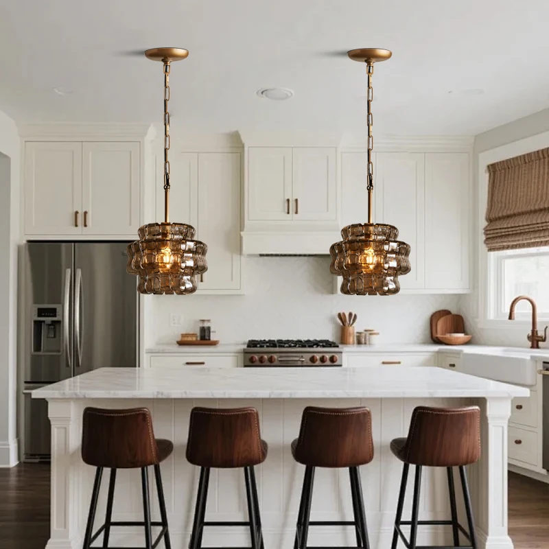 Led Transparent Small Chandelier Light with Glass Lampsahdes Gray Designer Luxury Light Fixture for Kitchen Island Bedside Bar