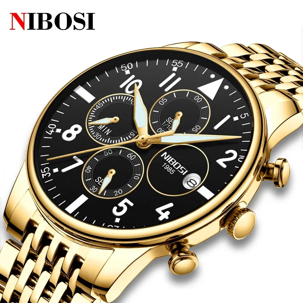 

NIBOSI Relogio Masculino Brand Luxury Men Watches Fashion Casual Chronograph Waterproof Watch For Men Quartz Wristwatches reloj