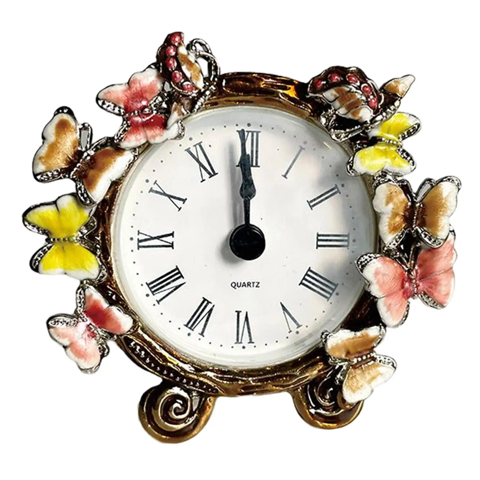 Retro Vintage Table Desk Clocks Quartz Movement Roman Numerals Metal Clock for Living Room Home Office Bedside Decoration
