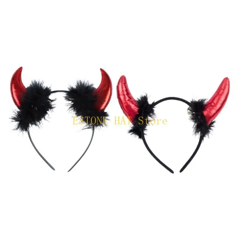 49MF Adult Children Halloween Devil Headband Cosplay Costume Fancy Party Glitter