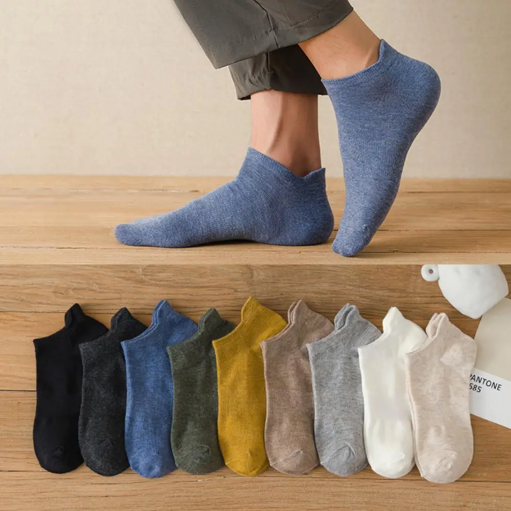 

1 Pair Men Socks Low-cut No Odor Shallow Anti-slip Boat Socks Breathable Soft Sweat-absorption Anti-shrink Sports Cotton Socks