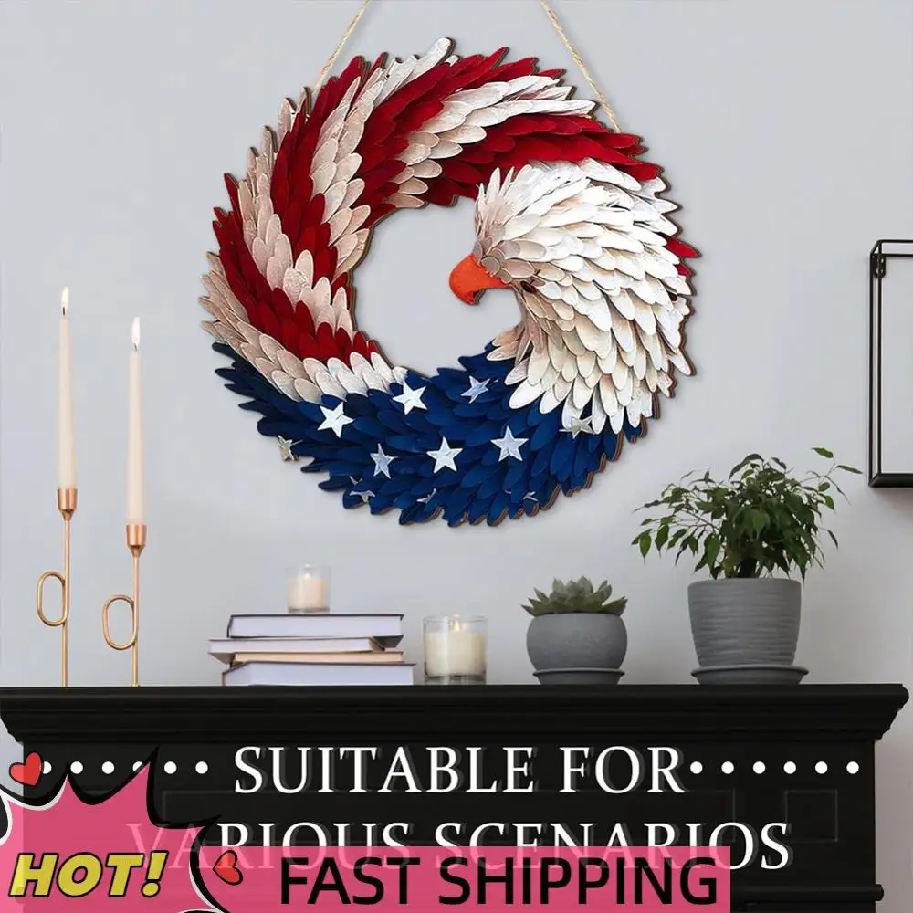 

Американский флаг Орел Венок День независимости Венок Фестиваль Гирлянда для украшения входной двери