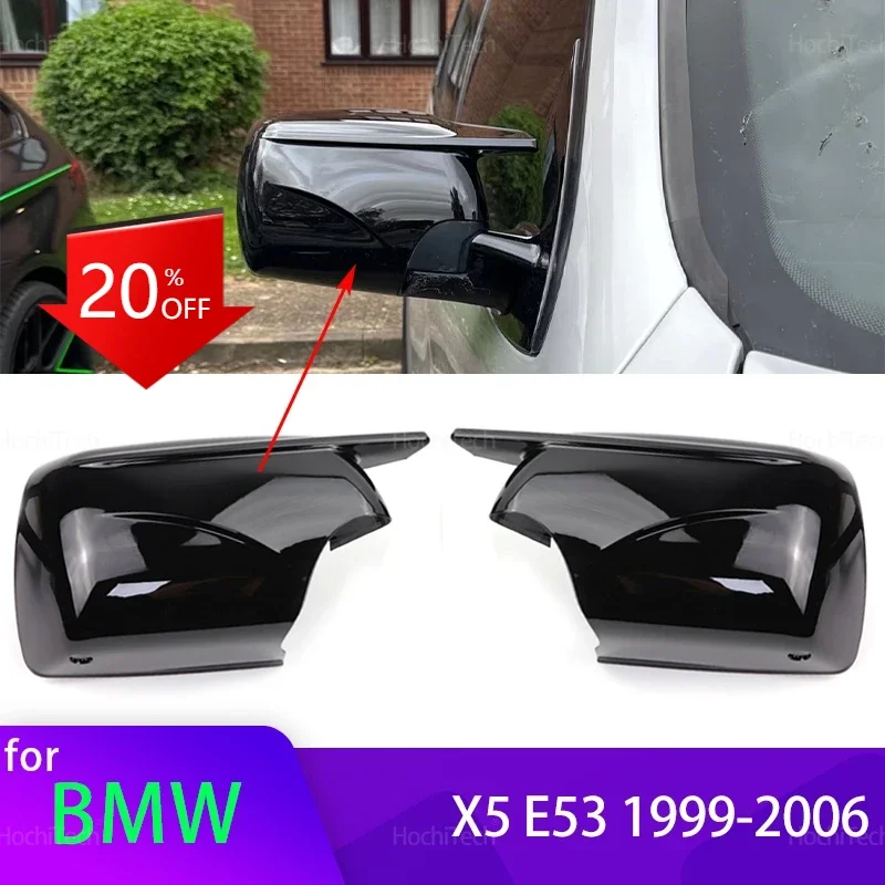 

Bright Black Side Mirror Caps For BMW X5 E53 1999-2006 Replacement style Carbon Fiber Mirror Cover Covers with Tool