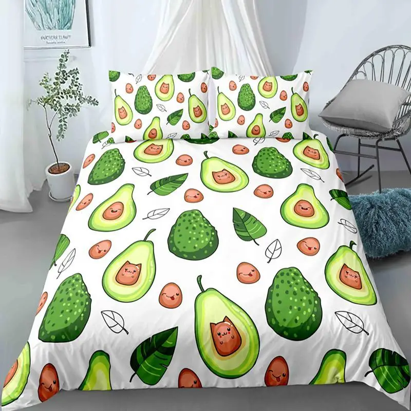 

Cartoon Funny Avocado Duvet Cover - Summer Fruit Theme, for Kids, Boys, Girls & Adults