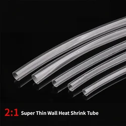 1/3M 0.8mm ~ 20mm Clear Super Thin Wall Flexible Earphone Line Heat Shrinkage Tube Cover Professional Audio Wire Sleeve Wrap