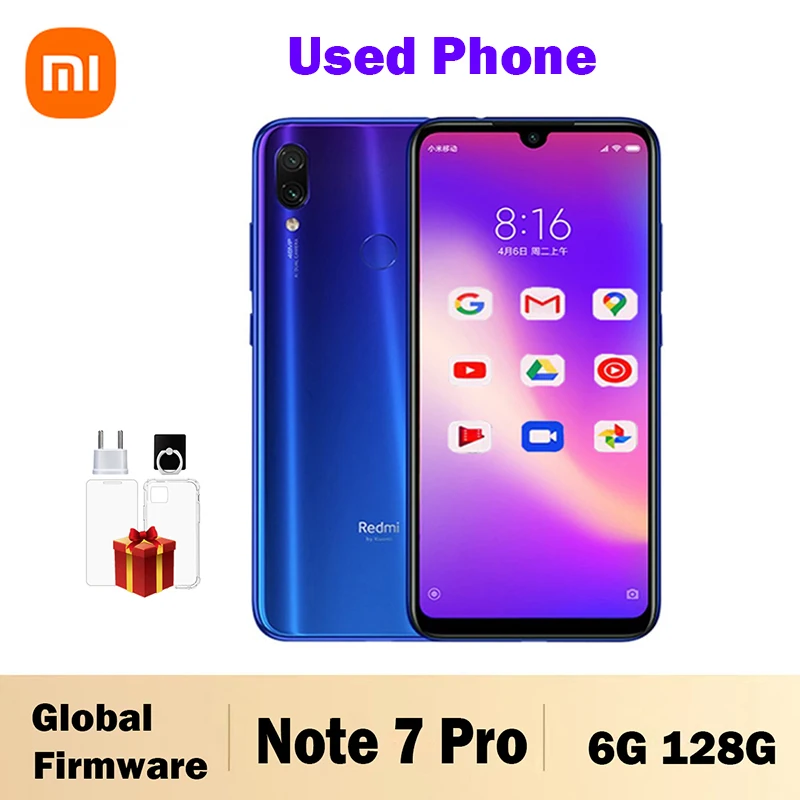 Xiaomi Redmi Note 7 PRO Original Smartphone 6GB 128GB Snapdragon 660AIE Android Mobile Phone 48.0MP+5.0MP Rear Camera used phone