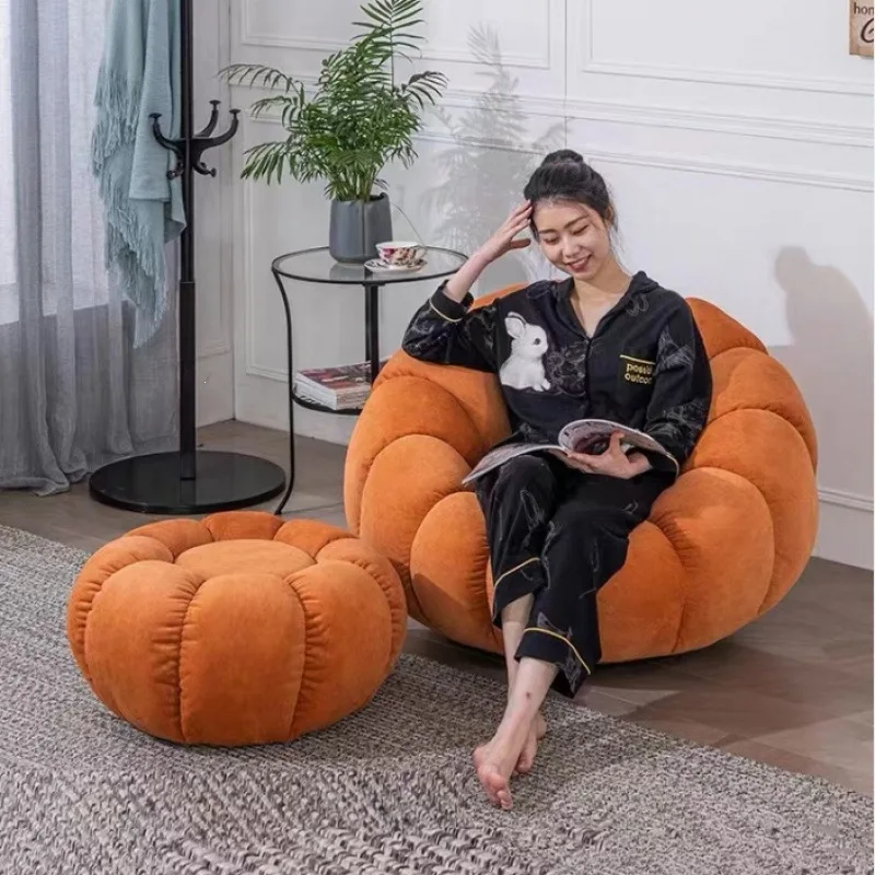 Pumpkin chair lazy single sofa cream wind sofa small apartment balcony bedroom rotating leisure chair