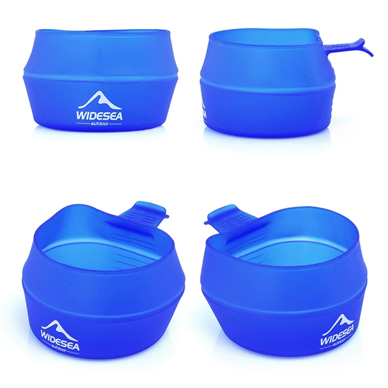 Widesea Camping 250Ml TPE Folding Cup Outdoor Pocket Bowl Tableware Cookware Portable Handle Tourism Mug Hiking