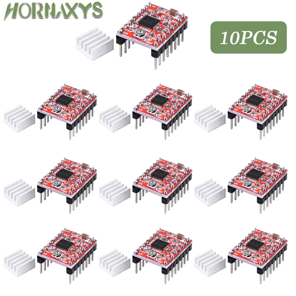 5/10PCS A4988 Stepper Motor Driver Module with Heatsink+Heat Sink 3D Printer Parts For SKR V1.3 1.4 GTR V1.0 MKS GEN V1.4 board