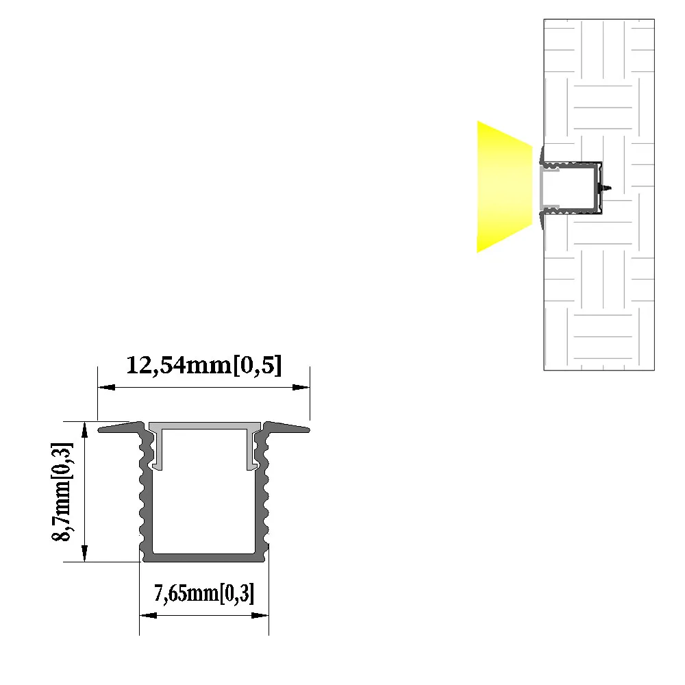 8*9mm 1 szt. 0.5m piękna profil aluminiowy LED lampka do montażu w szafkach i szafach