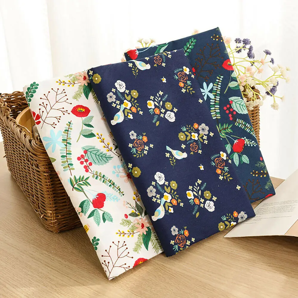 Dark Floral Print 100% Cotton Twill Fabric For Diy Handmade Sewing Quilt Pillowcase Bedding Sheets Clothes Dress Craft Material