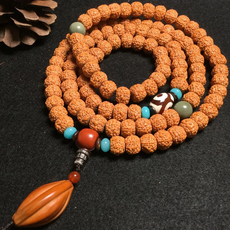 108 Tibetan-style dragon scale pattern DIY finished product red Vajra Bodhi beads bracelet necklace