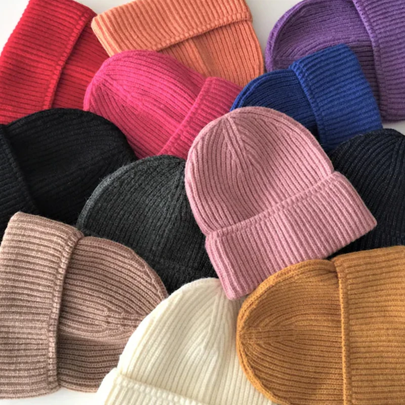 

Solid Color Warm Knitted Brimless Hat Men Beanies Winter Autumn Hip Hop Skullcap Street Men Beanie Unisex Melon Cap Women Male