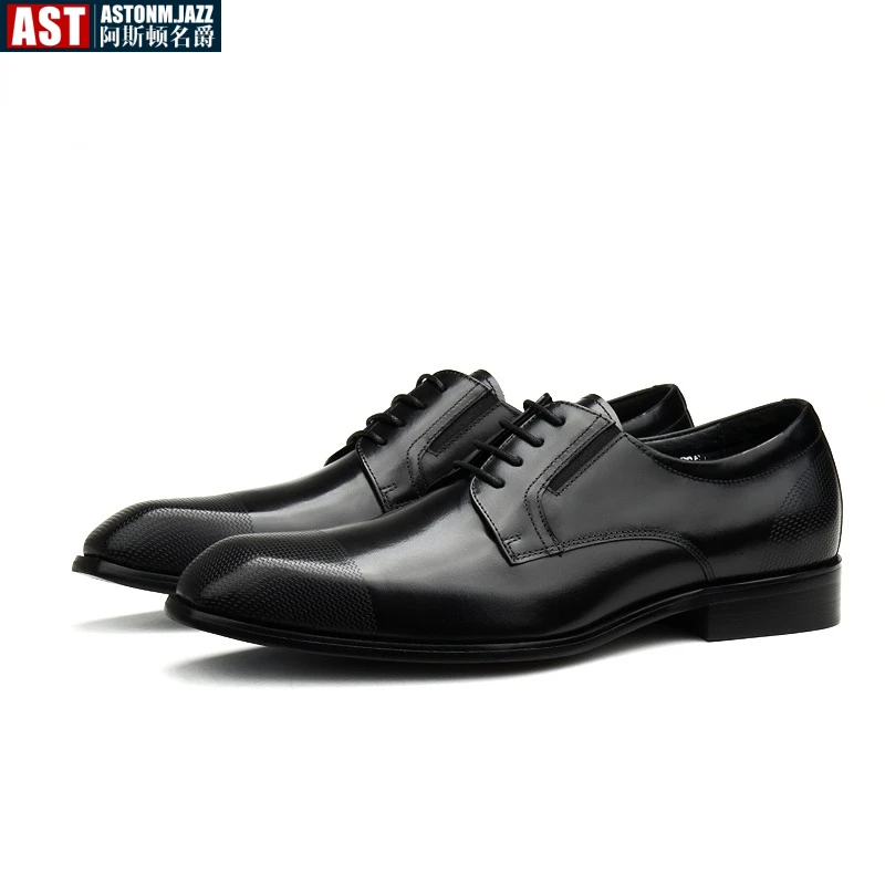 Italian Mens Dress Shoes Luxury Genuine Leather Summer 2024 New Style Fashion Square Toe Black Business Social Oxfords Shoes