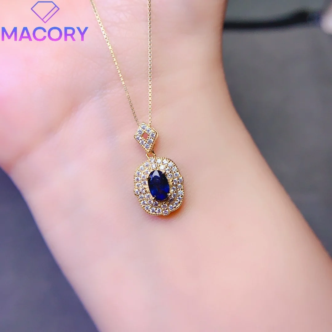 Sapphire female pendant necklace sterling silver 925 jewelry certification original free delivery exquisite gifts.