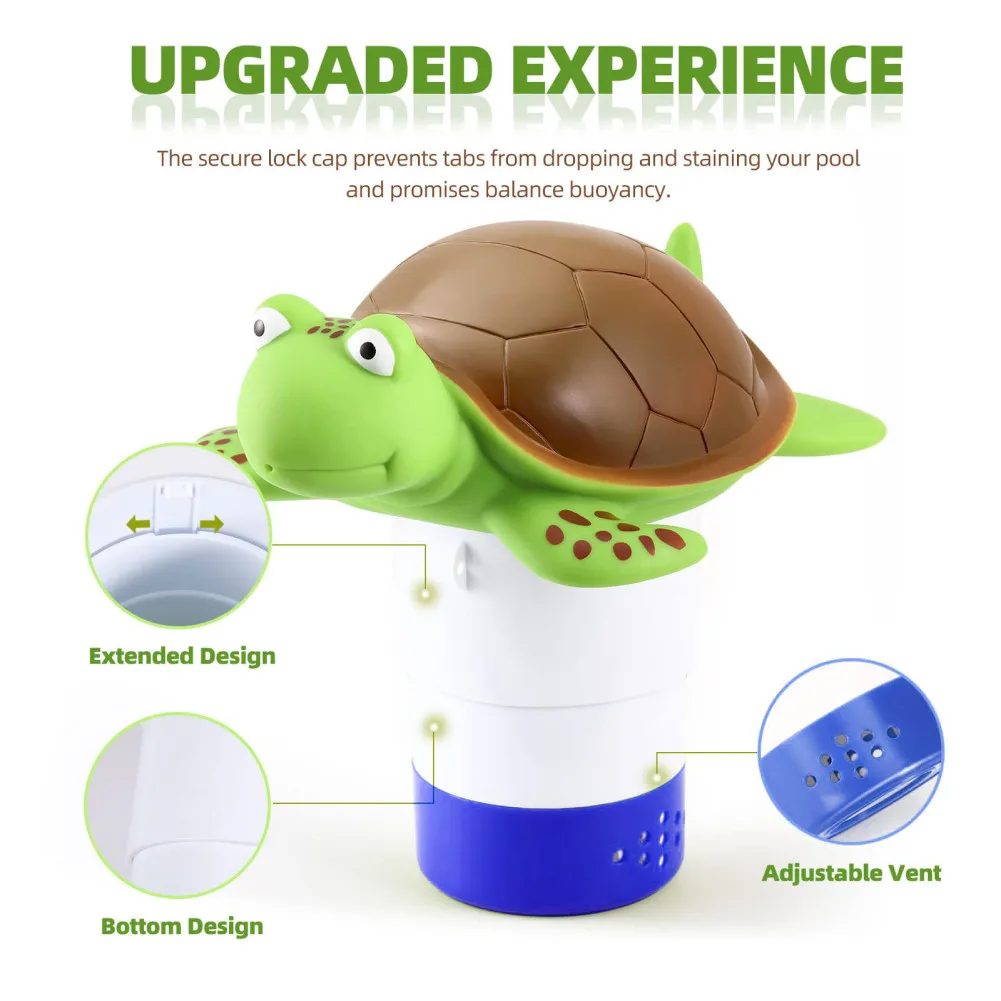 

Turtle Chlorine Floater, Floating Pool Chlorine Dispenser For 4x3" Tablets, Chlorine Tablets For Swimming Pool Hot Tub SPA