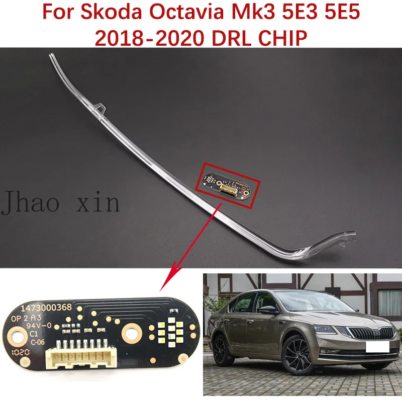 White Light Headlamp DRL CHIP Light Guide Strip For Skoda Octavia Mk3 Facelift Angel Eye LED Board 5E3 5E5 2018-2020 EU S SE VRS