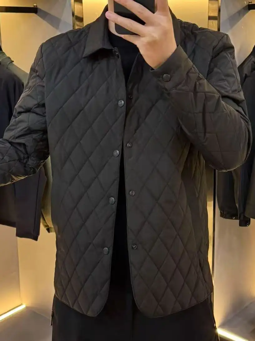 

Men's Faionable Thin Cotton Jaet 25340 Spring Autumn Quilted Design Casual Sle Stand Fit Long Sve Warmth Busin