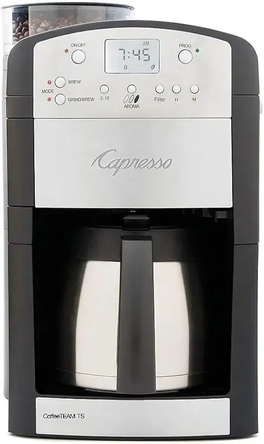 

Coffee Team TS 10-Cup Digital Coffeemaker, Conical Burr Grinder, Thermal Carafe, 465