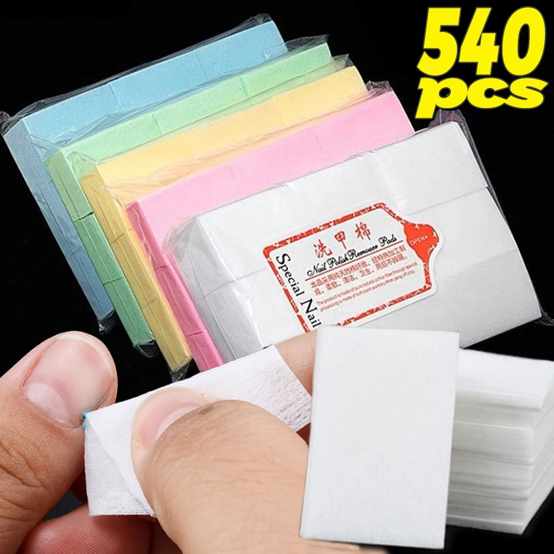 540pcs/pack Nail Cotton Polish Remover Wipes Gel Clean Manicure Napkins Lint-Free Wipes Cleaner UV Polish Paper Pads Nail Tools