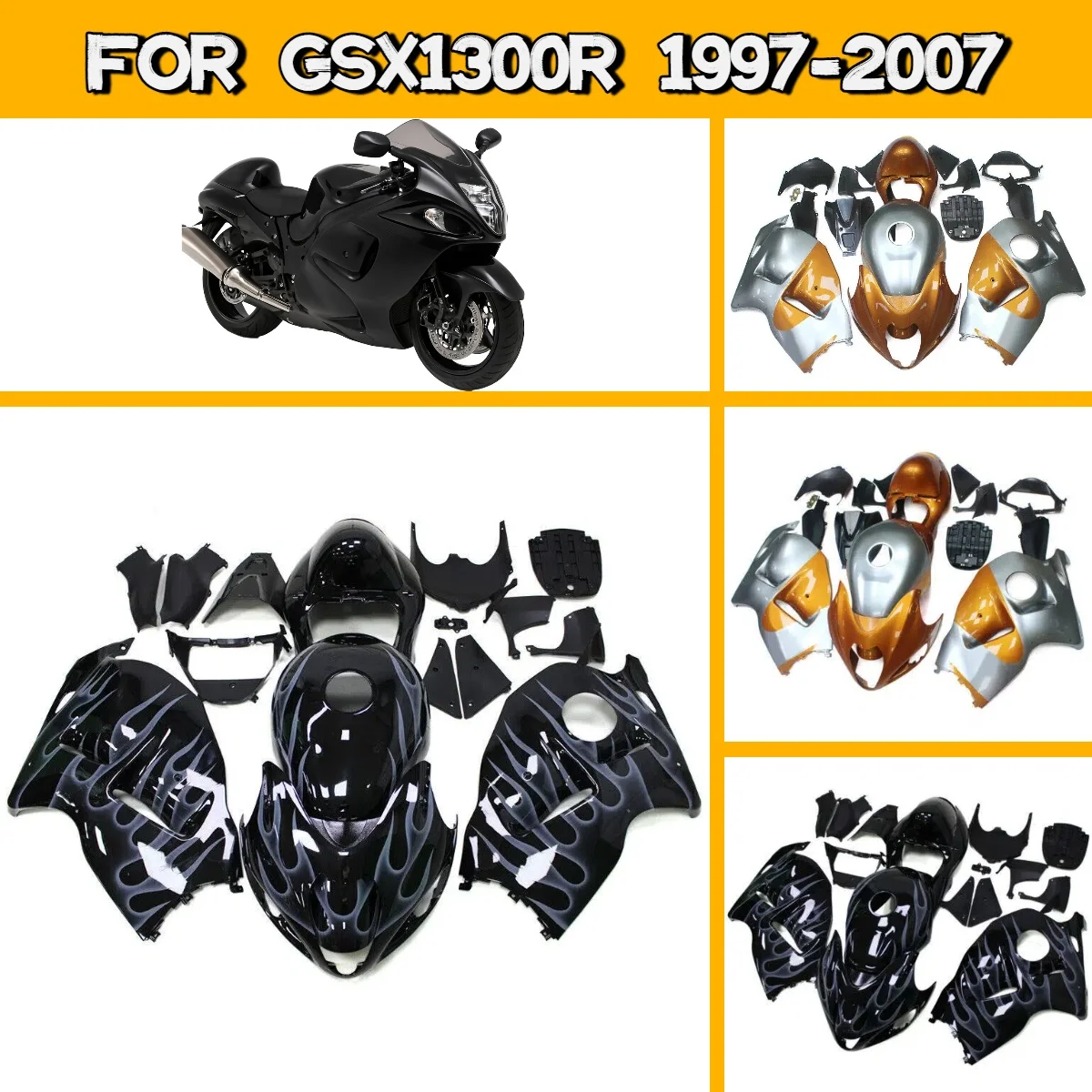 

Комплект обвесов для мотоцикла Suzuki GSX1300R 1997-2007 годов, полный комплект обтекателей из ABS-пластика, панели кузова 97-07 GSX 1300R