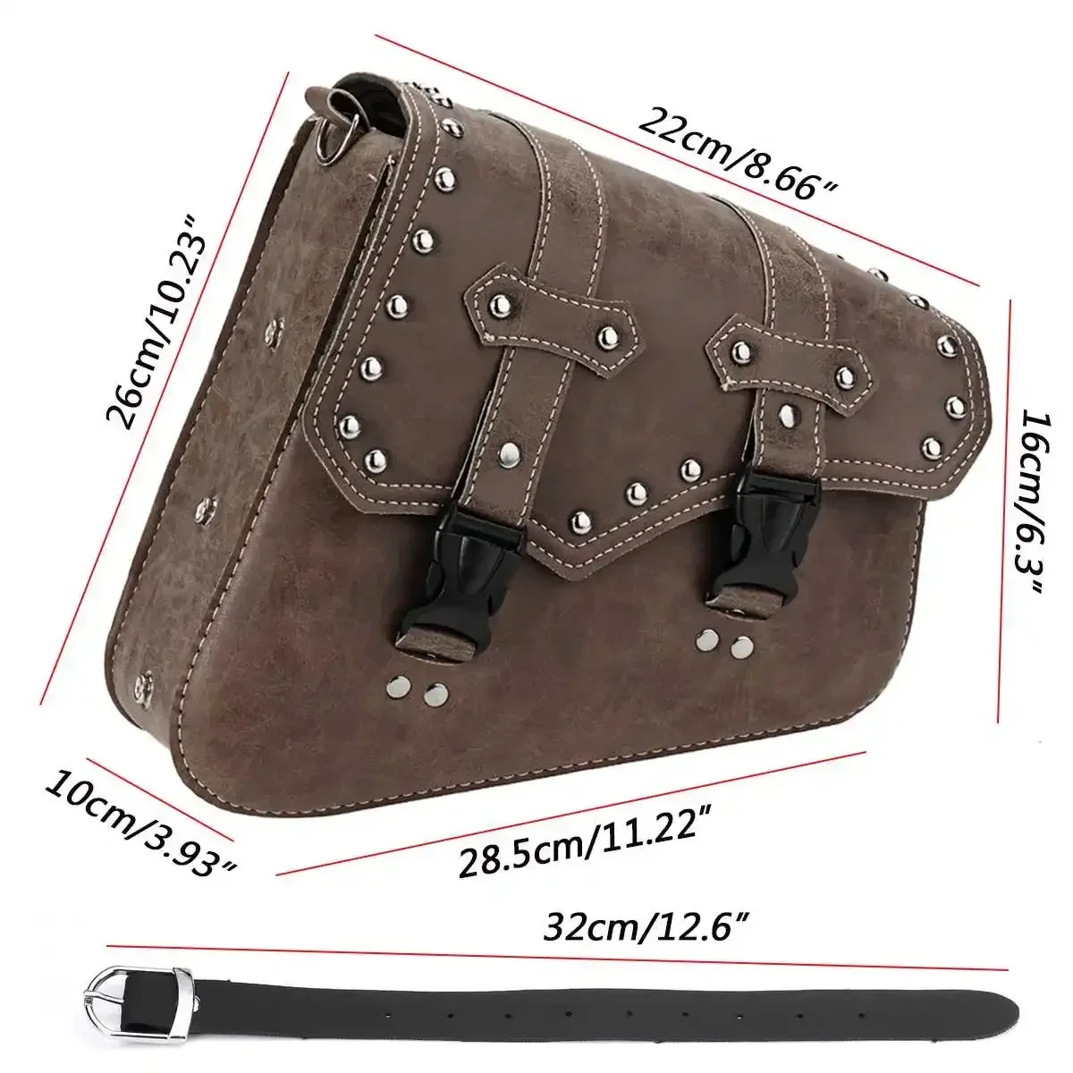 For Cafe Racer Chopper Univerisal PU Leather Motorcycle Saddle Bag Waterproof Side Tool Bag Luggage Storage Pouch