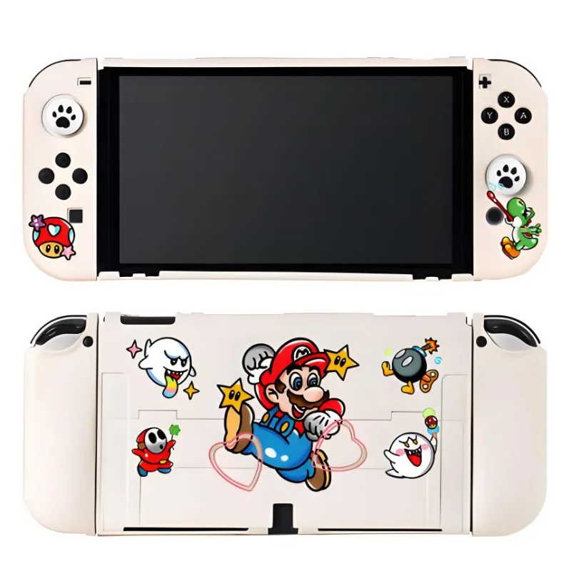 Super Mario Soft TPU Anime Skin Protective Case for Nintendo Switch OLED Joy-Con Controller Protection Back Housing Shell Cover