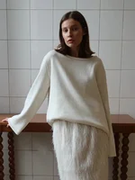 Wolfeel Autumn Winter New Women's Cotton Sweater Backless Design Loose Knit Pullover Jumper Fashionable Commuting Sweater - Image 4