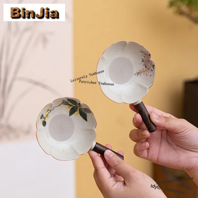 

Hand-painted Osmanthus Or Wisteria Tea Separator Infusor Boutique Tea Strainer Dispenser Tea Maker Tea Filter Teaset Accessories