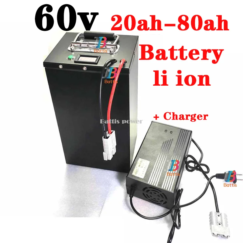 60V 20Ah 30Ah 40Ah 50Ah 60Ah 70Ah 80Ah Lithium Ion Battery Pack for 1kw 2kw 3kw 4kw 5kw +Charger