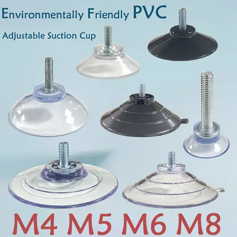 M4 M5 M6 M8 투명 흡착판, 나사 포함 PVC 플라스틱 흡착 패드 홀더, 턴너트 유리 테이블 상판 보관 도구 후크