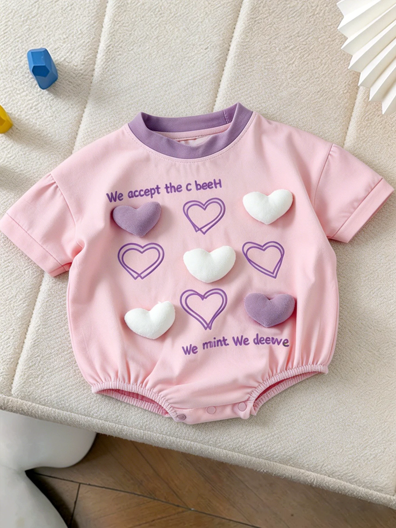 단색 3D 하트 프린트 삼각형형 여아용 롬퍼 - 0~1 - Baby Clothing Korea 리뷰 및 가격