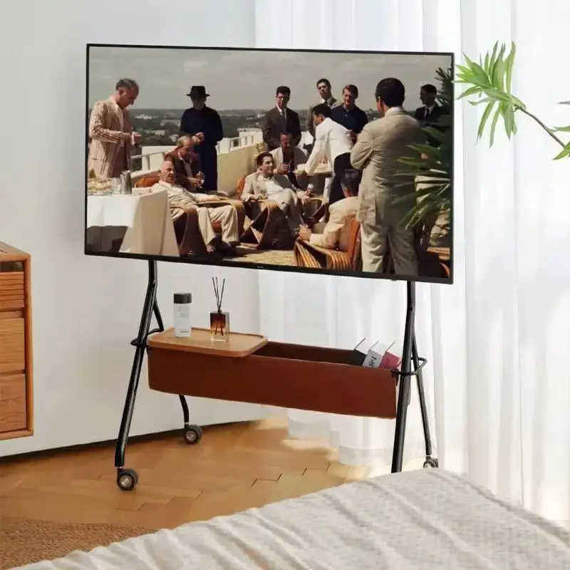 Nordic Modern Mobile TV Stand Removable Floor Bracket for 32-75 Inch TV Small Apartment Living Room Furniture