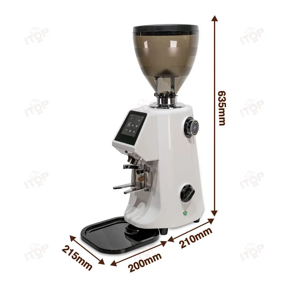 

Automatic Commercial Electric Coffee Grinder With Touch Screen Professional Bean Grinder for Coffee Shops Hotels 74mm Knife