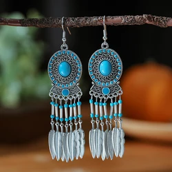 Bohemian Vintage Ethnic Drop Dangle Earrings For Women Enamel Geometric Beads Handmade Leaf Tassel Boho Earrings Jewelry Gift