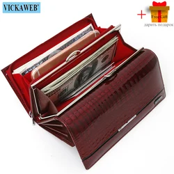 Free Gift Leather Women Wallet Patchwork Multifunction Thick Clutch Big Hasp Ladies Purses Female Card Holder Zipper Phone Bag