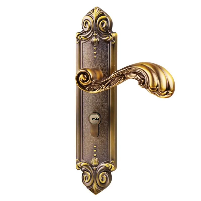 النمط الأوروبي مقبض داخلي قفل الباب الميكانيكي الصامت، سبائك الزنك الصلبة الخشب غرفة سبليت قفل