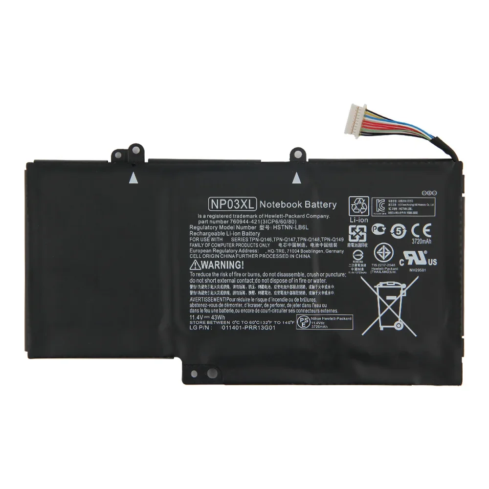 Original Replacement Battery NP03XL For HP Pavilion X360 13-A010DX HSTNN-LB6L TPN-Q146 43Wh Batteries