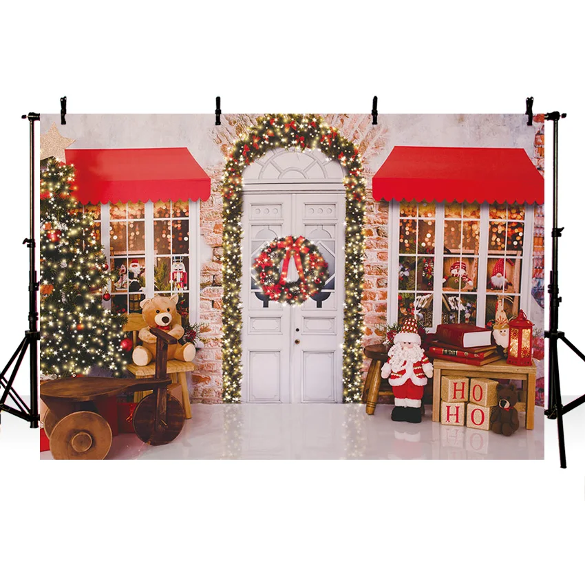 Mehofond Christmas Store Background Xmas Tree Santa Claus Shiny Decor Family Festival Portrait Photography Backdrop Photo Studio