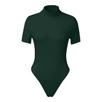 One-Piece Bodycon Sexy Bodysuit Short Sleeve O-Neck Open Basic Solid Color Overalls Women Body Tops Skinny Rompers Female - Image 5