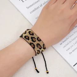 Beaded bracelet Vintage Leopard print personalized minimalist Hand-woven Adjustable fierce Bohemian Ethnic Rice bead bracelet