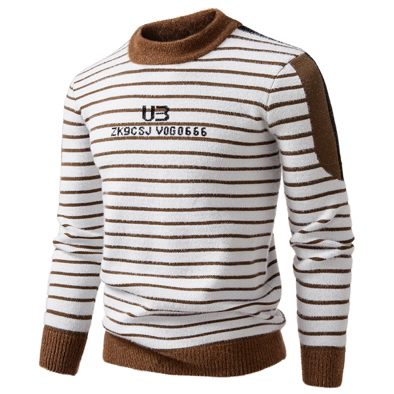 

New High Quality Men's Thick Warm Fashion Long Sleeved Casual Pullover Knitted Sweater Men