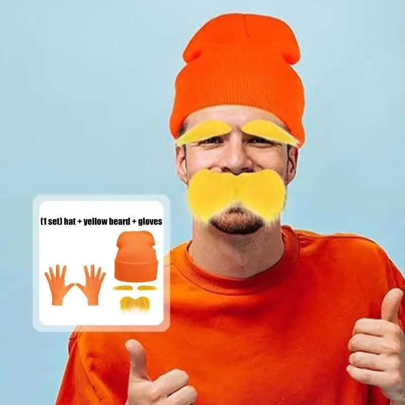 652F Role Playing Chapéu Gengibre Barba e Luvas Definidas para Celebrações Feriados