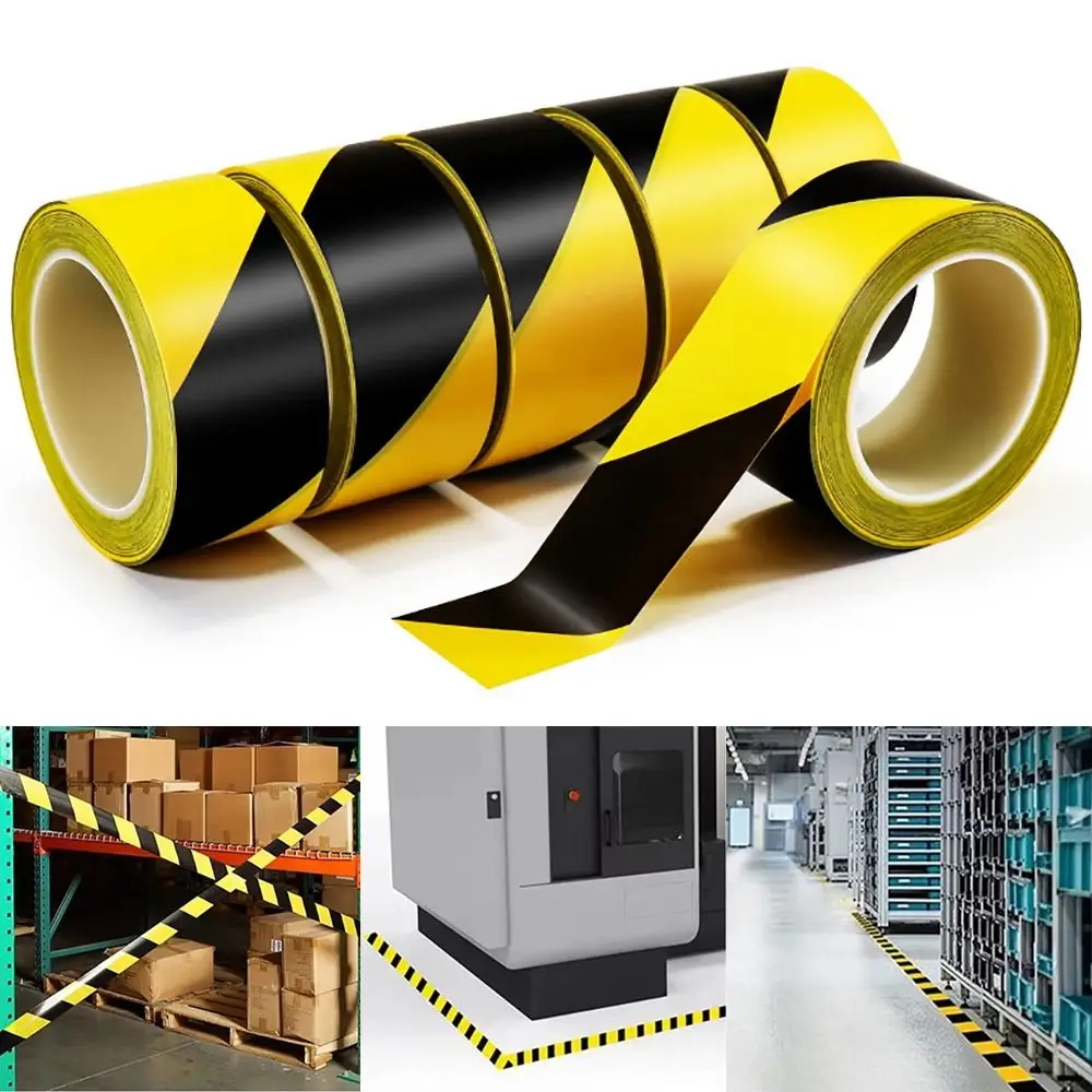 Safety Warning Hazard Adhesive PVC Warning Tape Waterproof Anti-slip Safety Traction Tape Location Mark Stickers Stairs Floor