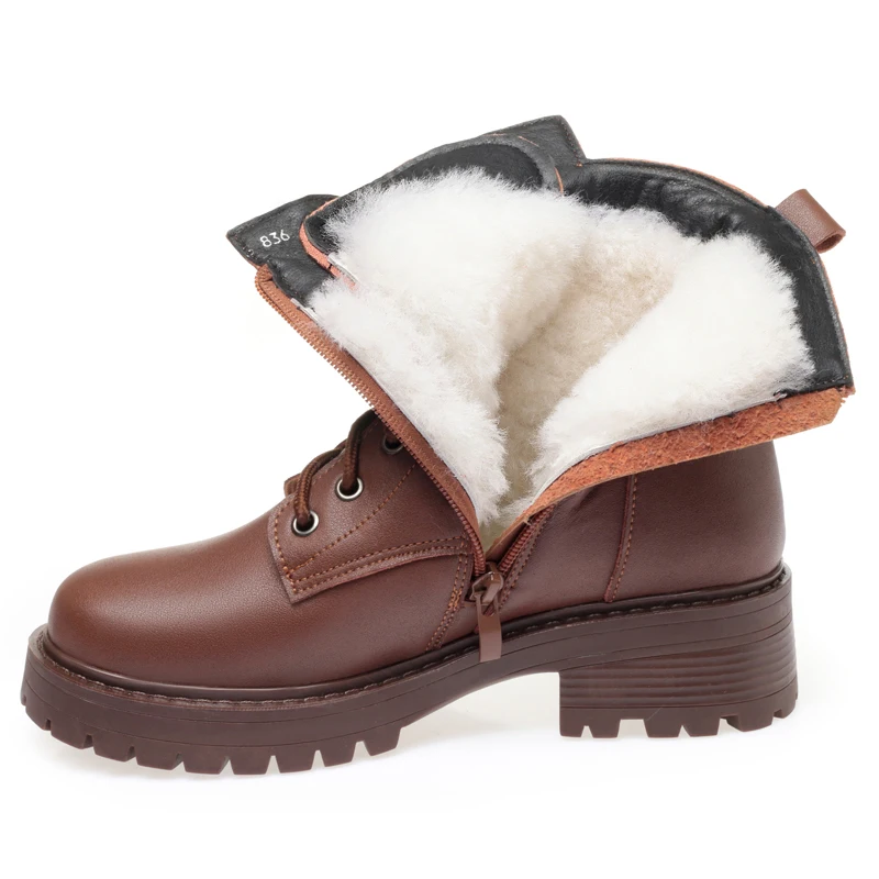 AIYUQI-Bottes de neige chaudes en cuir véritable pour femmes, grande taille, non ald, rinçage, livraison directe, hiver 600