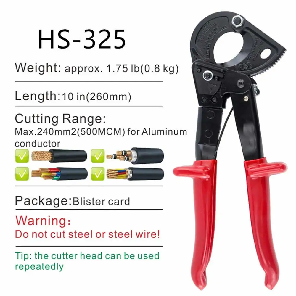 

HS-325A/HS-520A Wire Cutting Pliers Copper+Aluminum Cable Tools Super Labor-saving Cable Cutting Front Line Range Of 240 Square