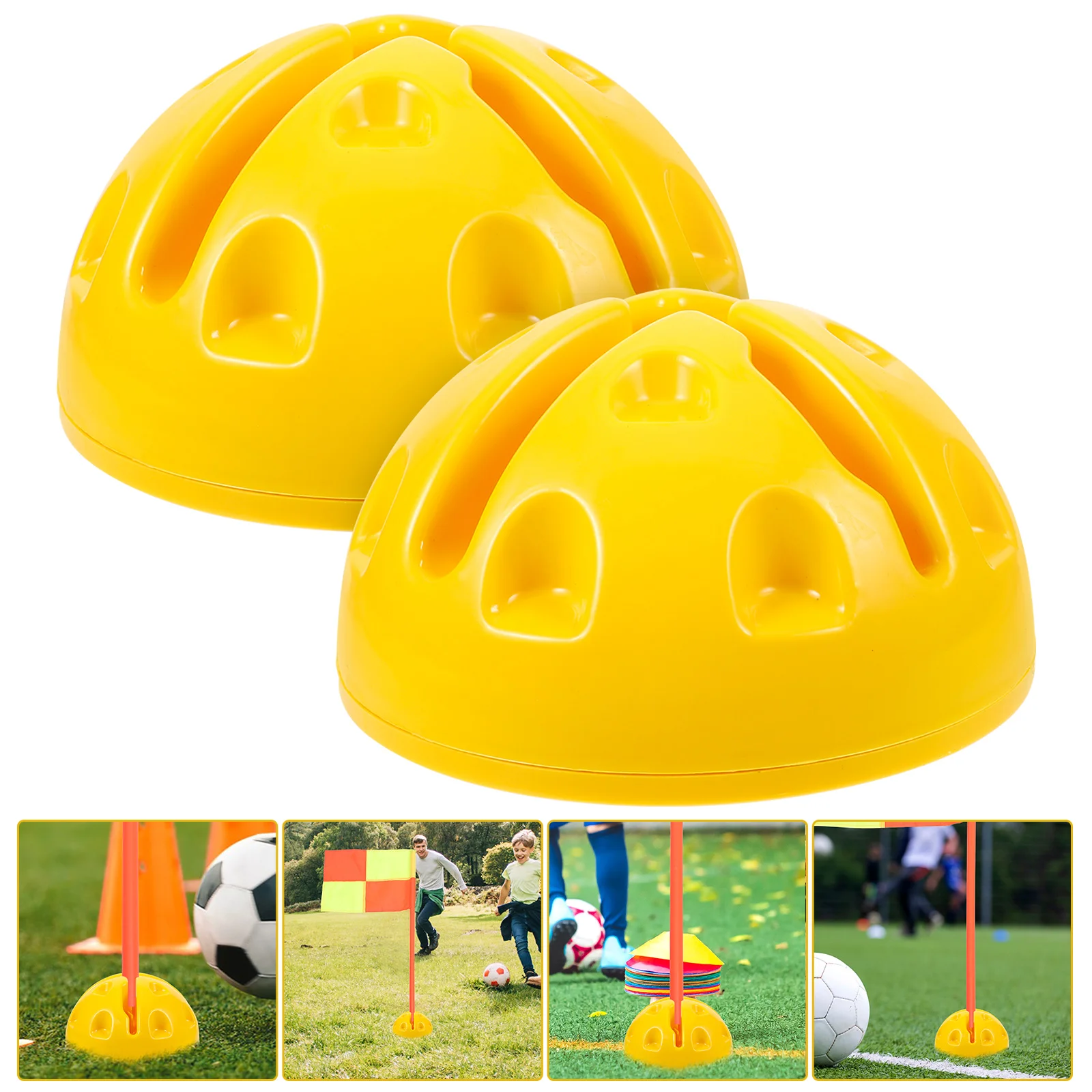 2 Pcs Pole Training Equipment Football Tool Stability Base Yellow Soccer Anchor Practice Basketball Sports